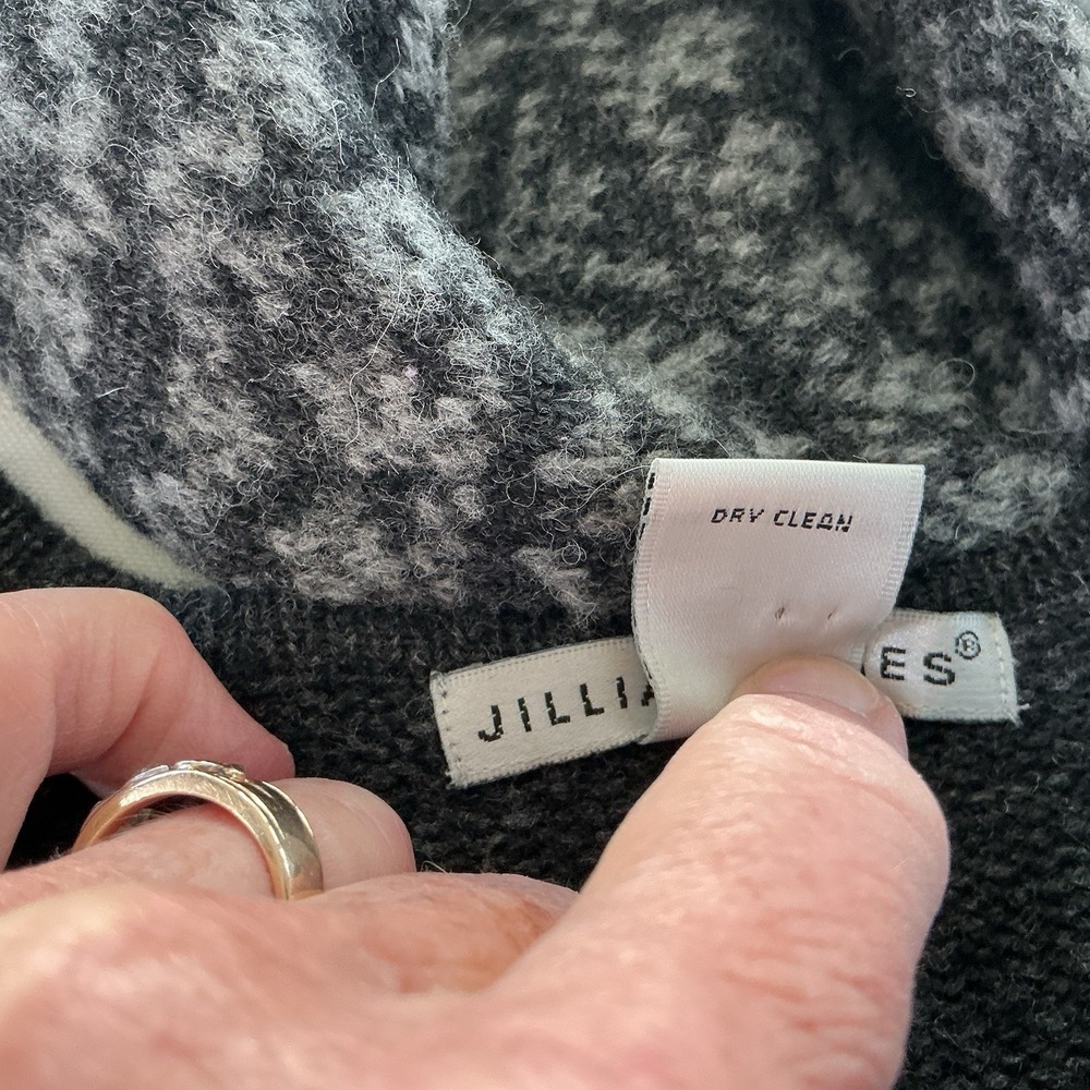 VTG Jillian Jones Gray Lambswool Cardigan Sweater W/Scarf Sz S Fair Isle Preppy‎ - Picture 8 of 8